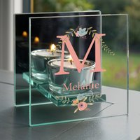 Personalisiertes Monogramm Teelicht Spiegel Glashalter - Personalisierte Kerze Glaskerze Personalisierte von DepartmentOfGifting