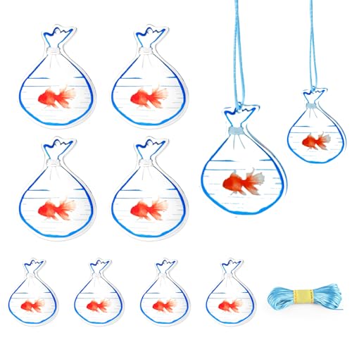 10 Stück Goldfisch Sonnenfänger, Suncatcher Lichtfänger Acryl Fensterdeko Hängend, Kreative Deko für Tasche/Vorhang, Fensterdeko Hängend Zuhause Gartendeko, Geschenkidee von letuxaamz