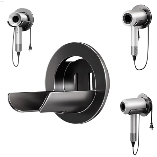 letuxaamz Föhn Halterung, Fönhalter Ohne Bohren Wandbefestigung, Haartrockner Halterung Geeignet für Bäder oder Friseure, für Mittlere oder Lange Haartrockner (Rund) von letuxaamz