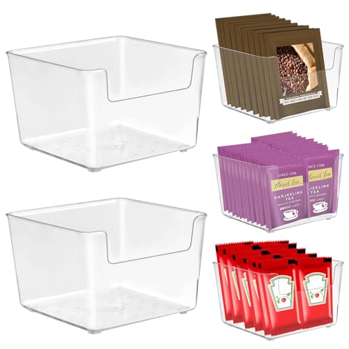 letuxaamz Teebeutelhalter Zucker-Halter, Teebox Teebeutel Organizer Transparente Acryl-Zuckerpakete, Tee Aufbewahrungsbox für Beutel Box Teebeutel-Organizer Restaurant, Hotel, Café, Bar, Tisch, Büro von letuxaamz