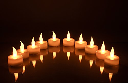10er Set LED Teelichter inklusiv Batterien - Flackerlicht Kerzenlicht Kerzenset Deko Tischdeko - Kerzen Teelicht Wohnaccessoires Deko von levandeo