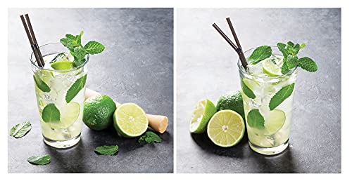 2er Set Glasbild 30x30cm Wandbild Glas Cocktail Mojito Limetten Küche Deko Wanddeko Cocktailbar Küchendeko Küchenbild von levandeo