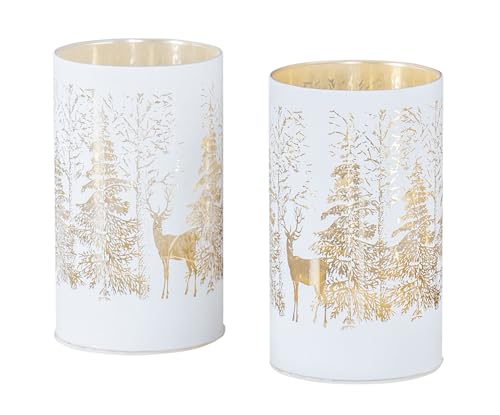 2er Set LED Windlicht H13cm Lichterkette Licht Deko Glas Wald Weihnachten Tischdeko Weihnachtsdeko 2er Set LED Windlicht H13cm Lichterkette Licht Deko Glas Wald Weihnachten Tischdeko Weihnachtsdeko von levandeo