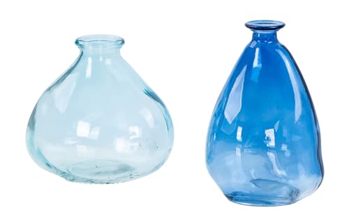 2er Set Mini Vase Blau Transparent Glas Dekovase Blumenvase Tischdeko Glasvase Blumendeko von levandeo
