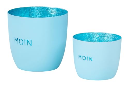 2er Set Moin Teelichthalter Blau Metall Windlicht Tischdeko Kerzenhalter Kerzen Maritime Deko Wohndeko von levandeo