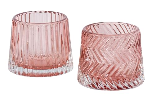 2er Set Teelichthalter H7cm Glas Rosa Kerzenhalter Tischdeko Kerzen Retro Deko Rose Windlichter 2er Set Teelichthalter H7cm Glas Rosa Kerzenhalter Tischdeko Kerzen Retro Deko Rose Windlichter von levandeo