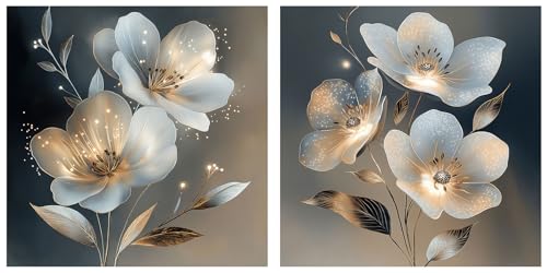 2er Set Wandbild 20x20cm Abstract Floral Art Blumen Glas Kunstdruck Wanddeko Glasbild Abstrakte Deko Wandobjekt von levandeo