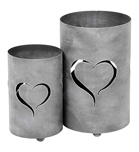 2er Set Windlicht Herz H32cm/H24cm Grau Eisen Laterne Gartenleuchte Kerzenhalter Garten Deko Betonoptik 2er Set Windlicht Herz H32cm/H24cm Grau Eisen Laterne Gartenleuchte Kerzenhalter Garten Deko Betonoptik von levandeo