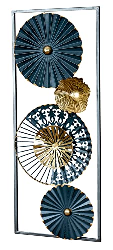 3D Wandbild H60cm Ringe Metall Blau Schwarz Gold Deko Wandkunst Design Metallbild Teller Wanddeko von levandeo