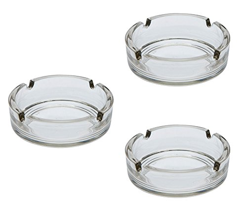 3er Set Aschenbecher B x H x T: 11x3,5x11cm Glas klar Gastronomie Zigarette Zigarre Raucher von levandeo