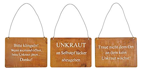 3er Set Wandbilder Sprüche 18x13cm Schilder Garten-Deko Türschild Edelrost Rostdeko Wanddeko von levandeo