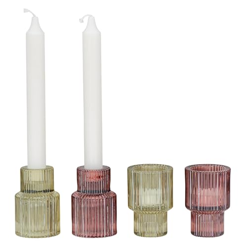 4er Set Kerzenständer Glas Rot Grün Stabkerzen Teelichthalter Kerzenhalter Deko 2in1 Transparent Tischdeko Dekoration Teelichtglas 4er Set Kerzenständer Glas Rot Grün Stabkerzen Teelichthalter Kerzenhalter Deko 2in1 Transparent Tischdeko Dekoration Teelichtglas von levandeo