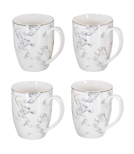 4er Set Tassen Marmor Optik 300ml Weiß Schwarz Gold Porzellan Kaffeetasse Becher Design Küchengeschirr Heißgetränke Kaffeepott von levandeo