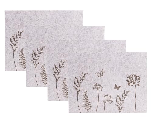 4er Set Tischset Filz 45x35cm Blumen Platzdeckchen Platzset Frühling Blumenwiese Tischdeko Deko Tischmatte von levandeo