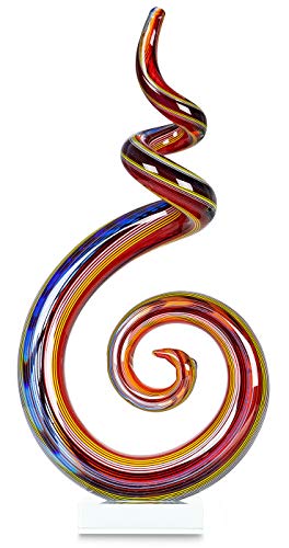 levandeo Designer Glas-Figur mit transparentem Sockel - Unikat - 34x16cm - hochwertig Gold Rot Weiß Schwarz Farbverlauf einzigartige Glasskulptur Dekofigur Dekoelement Design von levandeo