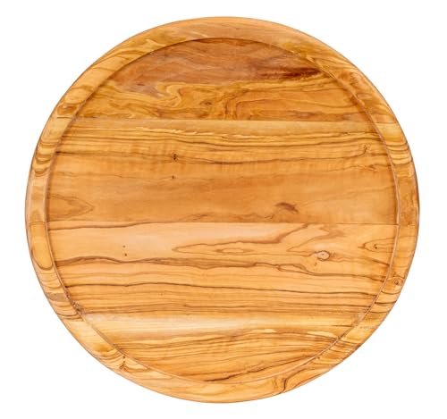 Flacher Holz Servierteller 30cm Olivenholz Holz Teller Natur Unikat Küche Deko Tischdeko Dekoration von levandeo