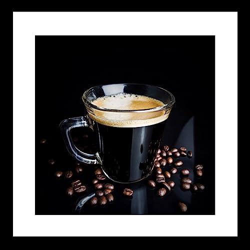 Glasbild 30x30cm Wandbild Kaffee Tasse Schwarz Weiß Wanddeko Glas Coffee Deko Wandobjekt von levandeo