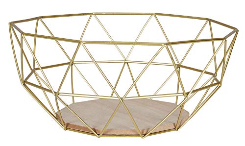 levandeo Korb Metall Gold 26x12cm Obstkorb Modern Holz MDF Braun Schüssel Schale Deko Obstschale Tischdeko von levandeo