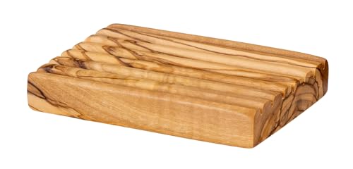 Seifenschale ca.12x8cm Olivenholz Geriffelt Seifenhalter Badzubehör Holz Natur Unikat Bad Seifenablage von levandeo