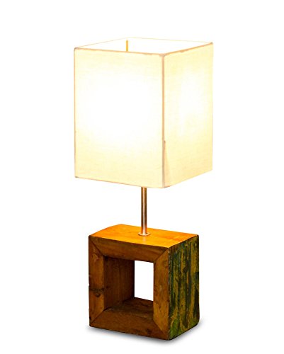 Tischlampe 16 x 45 x 16 cm Treibholz Teakholz Tischleuchte Holz Lampe Leuchte Naturholz Unikat von levandeo