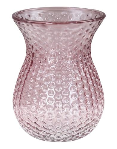 Vase Retro Rosa Glas Blumenvase Dekovase Glasvase Blumendeko Frühling Tischdeko von levandeo