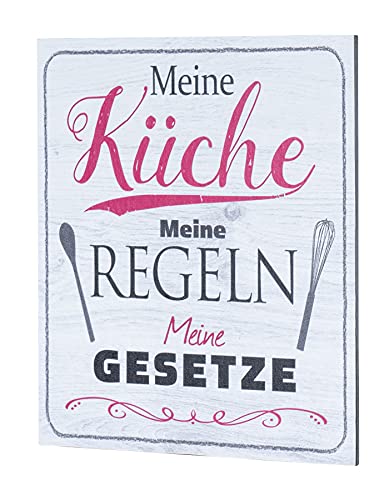 Wandbild 20x20cm Küche Küchenschild Spruch Regeln Deko Wandschild Bild Schild Wanddeko von levandeo