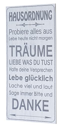 Wandbild 20x40cm Hausordnung Spruch Wandschild Danke Träume Wanddeko Bild Schild Geschenkidee von levandeo