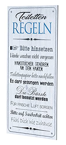 Wandbild 20x40cm Toilettenregeln Bad Spruch Deko Wandschild Bild Dekoschild Schild Wanddeko Geschenkidee von levandeo