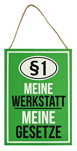 Wandbild MDF Holz 20x30cm „Meine Werkstatt meine Gesetze“ Wanddeko Schild Deko Bild Geschenkidee Geschenk von levandeo