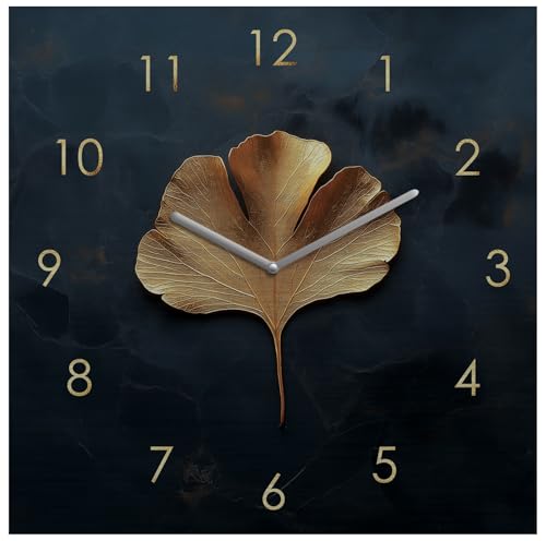 Wanduhr Metall 20x20cm Schwarz Gold Wanddeko Gingko Blatt Edel Design Metalluhr Moderne Deko Wandkunst Wanduhr Metall 20x20cm Schwarz Gold Wanddeko Gingko Blatt Edel Design Metalluhr Moderne Deko Wandkunst von levandeo