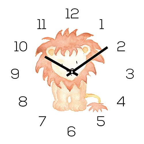 Wanduhr Zootiere 30x30cm Glas Kinder Uhr Glasbild Tiermotiv Zoo Löwe Wanddeko Glasuhr Kinderzimmer von levandeo