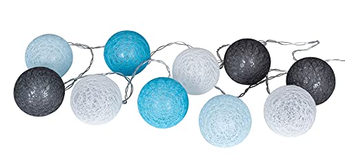levandeo 10er Lichterkette LED Kugeln Lampions Baumwolle Blau Grau Cotton Girlande Deko Cottonballs von levandeo
