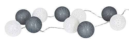 levandeo 10er Lichterkette LED Kugeln Lampions Baumwolle Weiß Grau Cotton Girlande Deko Cottonballs von levandeo