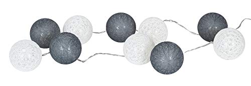 levandeo Lichterkette 10 LED Kugeln D4cm Lampions Baumwolle Weiß Grau Cotton Girlande Deko Cottonballs von levandeo