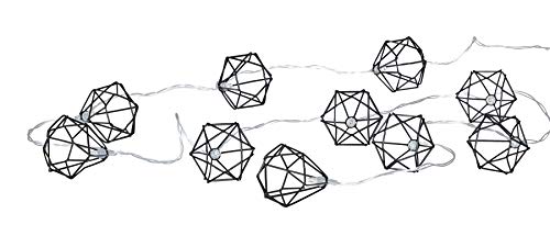 levandeo 10er Lichterkette LEDs Metall Schwarz Polygon Diamant Timer Licht Beleuchtung batteriebetrieben Einrichtung Wohnen Deko Girlande von levandeo