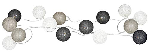 levandeo 15er Lichterkette LED Kugeln Lampions Baumwolle Grau Weiß Cotton Girlande Deko Cottonballs von levandeo