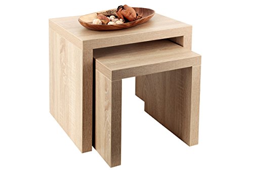 levandeo 2 Satztisch Sonoma Eiche 44x36cm Höhe: 44cm - Deutsche Herstellung Keine Montage! Fest verleimt! Couchtisch Beistelltisch Wohnzimmertische Tische 2-Satz-Tisch von levandeo