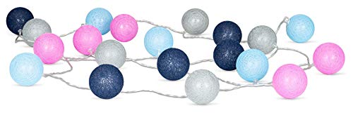levandeo 20er Lichterkette LED Kugeln Lampions Baumwolle Blau Rosa Grau Cotton Girlande Deko Cottonballs von levandeo