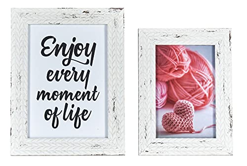 levandeo 2er Set Bilderrahmen Creme Weiß gewischt Holz 10x15 13x18 Shabby Chic Vintage Landhausstil Portraitrahmen Fotorahmen Einzelrahmen von levandeo