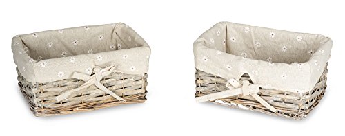 levandeo 2er Set Flechtkorb Natur 23 x 18 cm Brotkorb Obstkorb Weidenkorb Aufbewahrung Naturweide Korb Deko Shabby Chic von levandeo