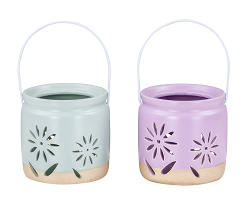 levandeo 2er Set Teelichthalter H9cm Lila Grün Porzellan Windlichter Blume Frühling Tischdeko Deko Kerze Kerzenhalter levandeo 2er Set Teelichthalter H9cm Lila Grün Porzellan Windlichter Blume Frühling Tischdeko Deko Kerze Kerzenhalter von levandeo