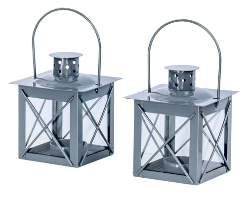 levandeo 2er Set Windlicht H10cm Laterne Grau Metall Tischdeko Kerze Teelichthalter Wohndeko Kerzenhalter levandeo 2er Set Windlicht H10cm Laterne Grau Metall Tischdeko Kerze Teelichthalter Wohndeko Kerzenhalter von levandeo