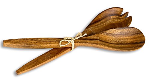 levandeo 2tlg. Salatbesteck Holz Akazie 31cm Lang Salat Servierbesteck Gabel Löffel Holzbesteck Geschenkidee Natur von levandeo