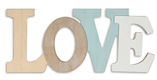 levandeo 3D Schriftzug Love 30x13cm Holz Blau Weiß Natur Buchstaben Deko von levandeo