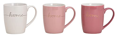 levandeo 3er Set Becher 300ml Home Porzellan Pink Rosa Weiß Gold Kaffeepott Tasse Pott Heißgetränke Stars von levandeo