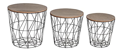 levandeo 3er Set Beistelltisch Metall Metallkorb Drahtkorb Schwarz Braun Couchtisch Deckel Aufbewahrung Design Deko Tisch Home levandeo 3er Set Beistelltisch Metall Metallkorb Drahtkorb Schwarz Braun Couchtisch Deckel Aufbewahrung Design Deko Tisch Home von levandeo