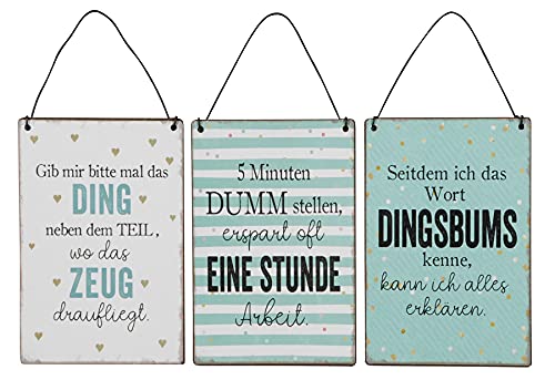 levandeo 3er Set Blechschilder H15cm Lustige Sprüche Bunt Wandbild Wanddeko Deko Schilder Geschenk von levandeo