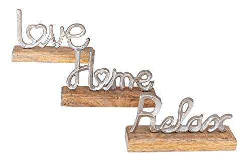 3er Set Schriftzug Love Home Relax Silber Mango Holz Metall Aufsteller Deko Buchstaben Tischdeko 3er Set Schriftzug Love Home Relax Silber Mango Holz Metall Aufsteller Deko Buchstaben Tischdeko von levandeo
