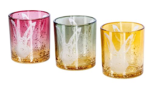 levandeo 3er Set Teelichthalter Ostern Grün Gelb Rosa Glas Hase Osterdeko Tischdeko Frühling Dekoration Windlicht Kerzenhalter von levandeo