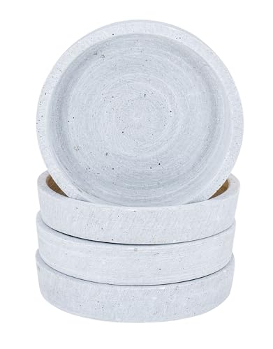 levandeo 4er Set Deko Teller 11cm Rund Teller Grau Betonoptik Kerzenschale Tischdeko Untersetzer Aufbewahrung Ablage Dekoration von levandeo